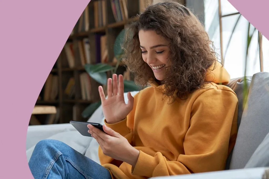 woman using FaceTime Hand Gestures