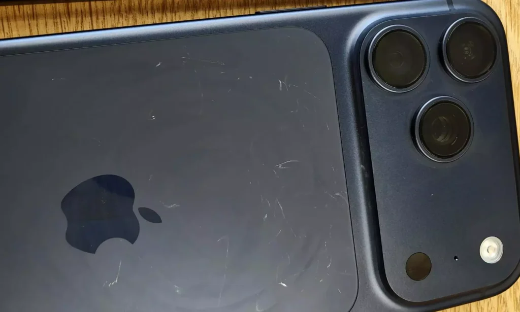 Scratched iphone showing
