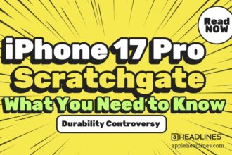 iphone 17 pro scratchgate Text in yellow background