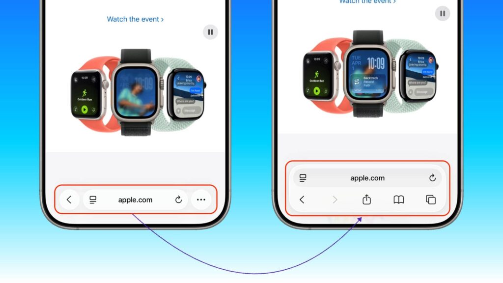 ios 26 safari screenshot showing changes 