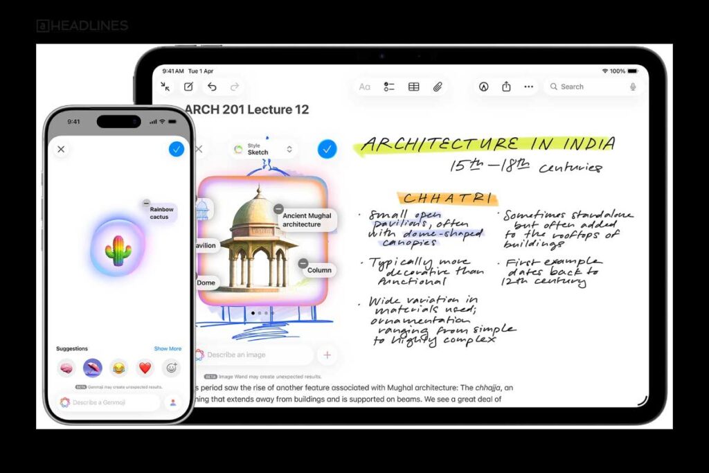Apple Intelligence using AI to enhance notes with images and generative emoji on iPhone and iPad