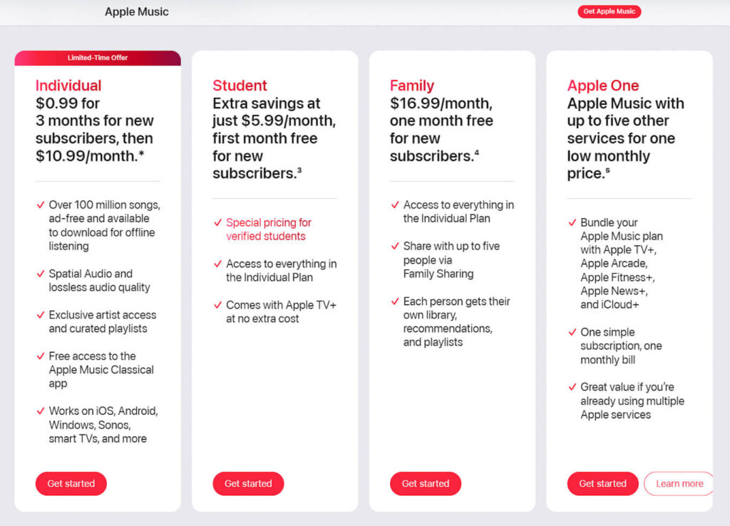 apple music plans from apple