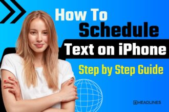 girl and schedule a text on iphone text showing in banner image