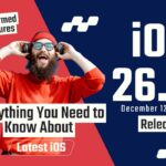 Promotional image announcing iOS 26.2 release with a man wearing headphones and text showing confirmed features and release date.