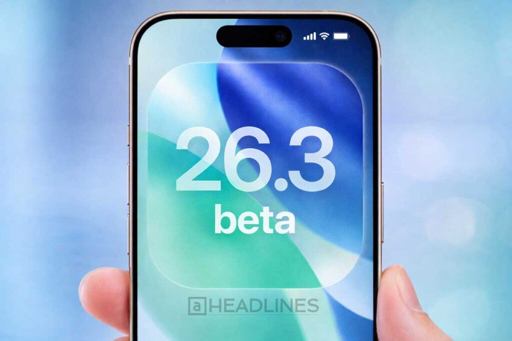 iPhone showing iOS 26.3 beta update screen