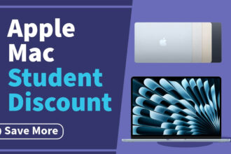 Apple Mac student discount banner promoting education savings on MacBooks