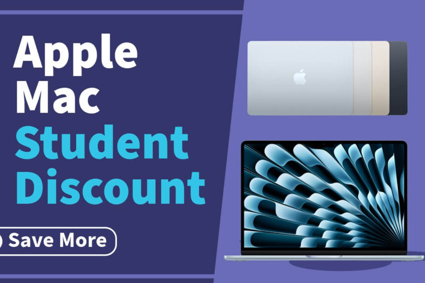 Apple Mac student discount banner promoting education savings on MacBooks