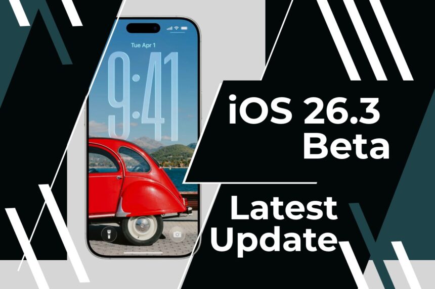 iPhone lock screen shown in iOS 26.3 beta 2 latest update highlighting the new fluid time design and interface changes