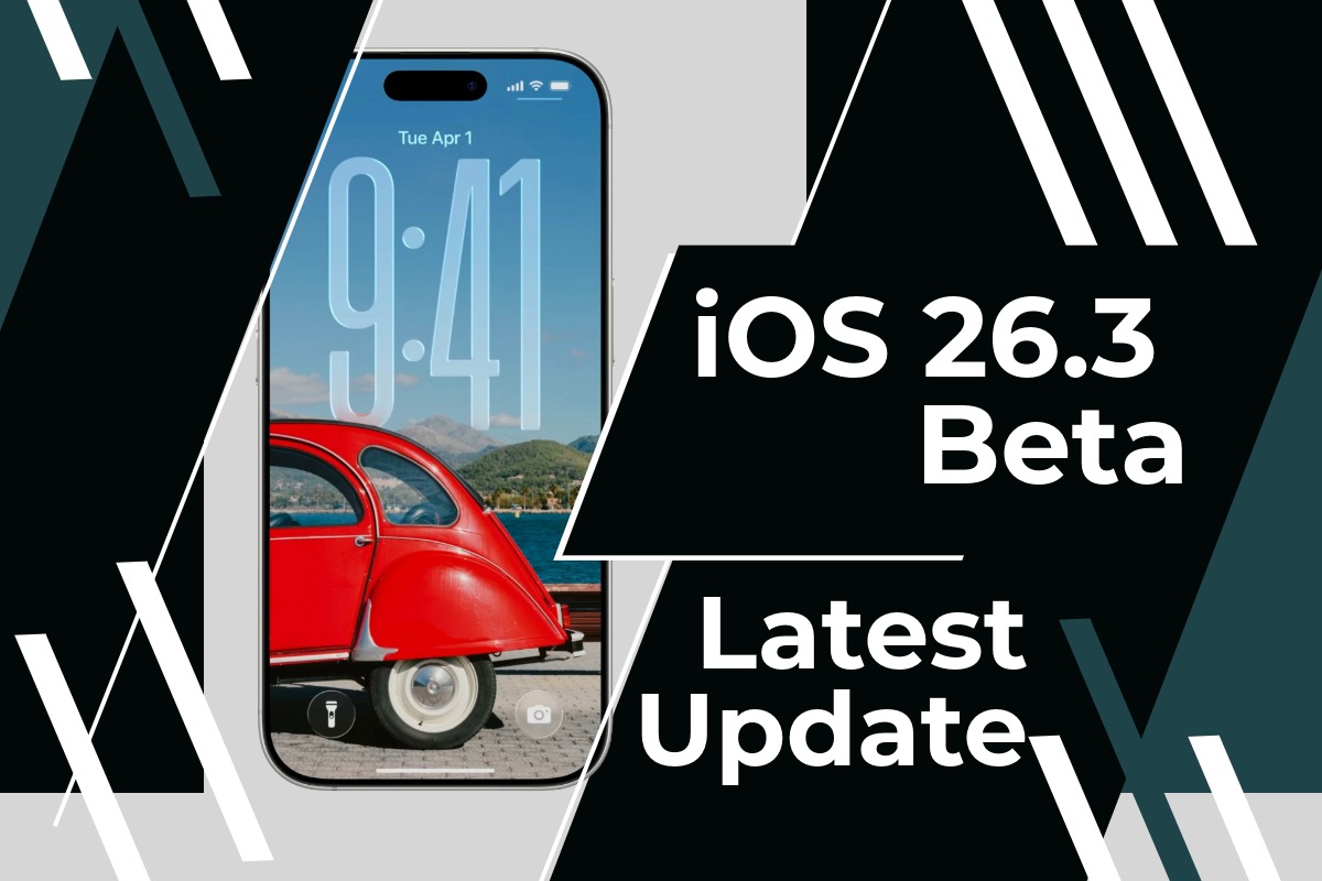 iPhone lock screen shown in iOS 26.3 beta 2 latest update highlighting the new fluid time design and interface changes