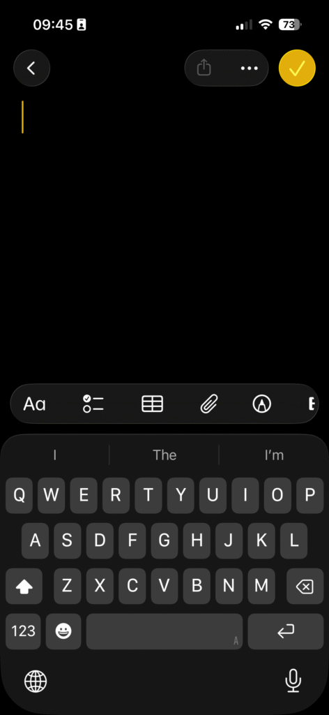 Scan documents and scan text options inside the iPhone Notes app menu.