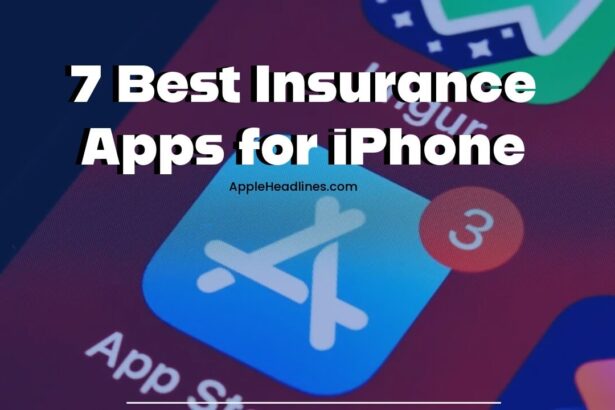 7 best insurance apps for iPhone users in USA displayed on App Store screen with bold text overlay