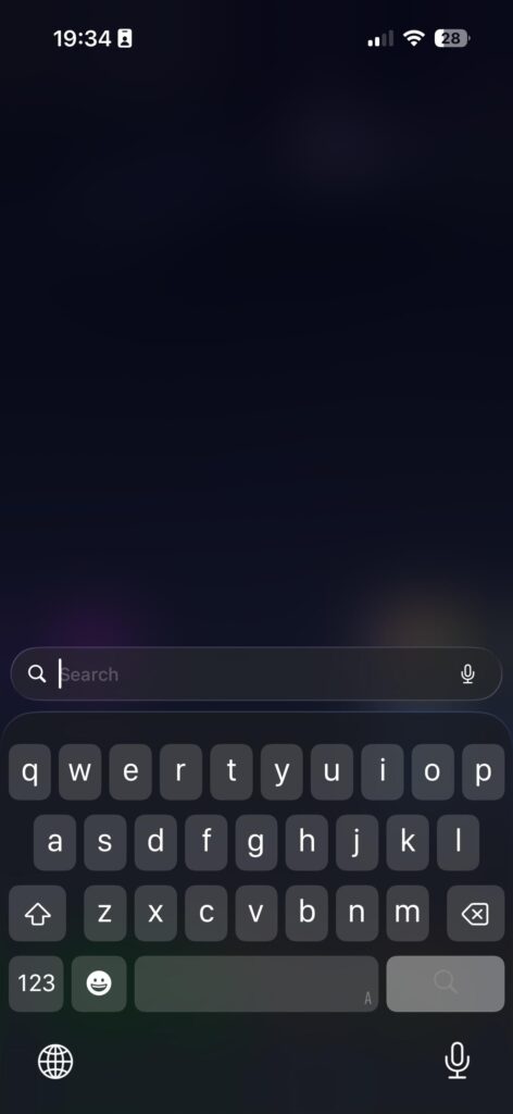 iPhone Spotlight search screen used to find hidden apps on iPhone