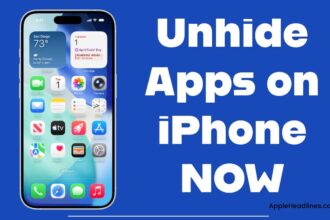 Unhide apps on iPhone home screen tutorial showing iPhone interface and app icons