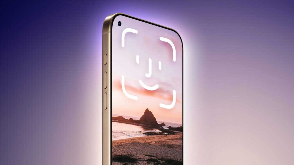 iPhone 18 concept with Face ID recognition interface on display