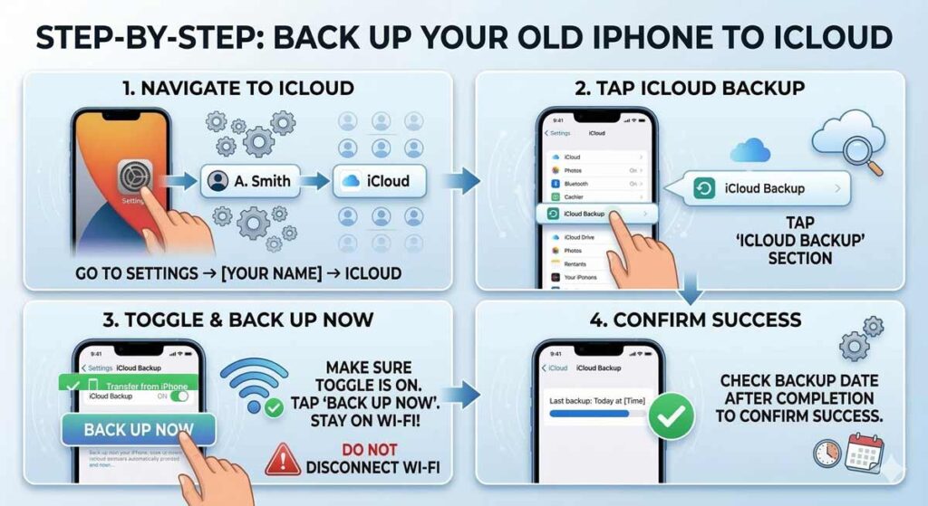 step by step guide to back up old iphone to icloud before transferring data to new iphone