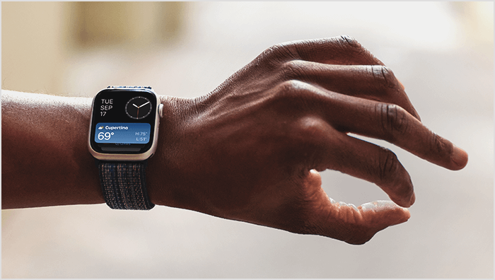 Apple Watch on a wrist showing the display while preparing to reset Apple Watch from settings