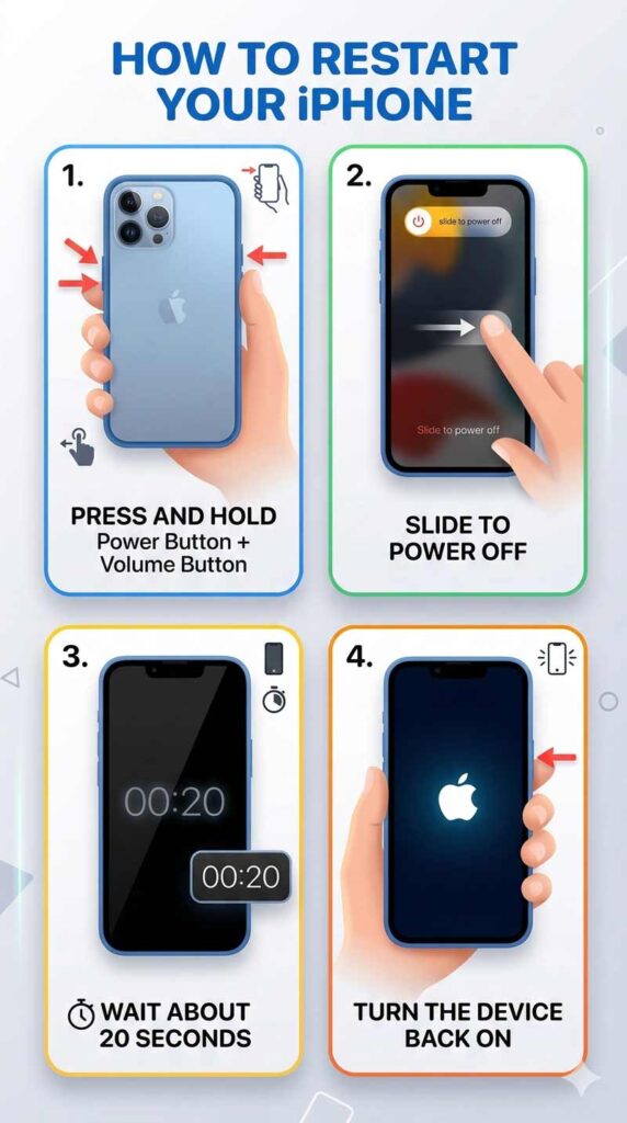 how to restart iphone when iphone storage full
