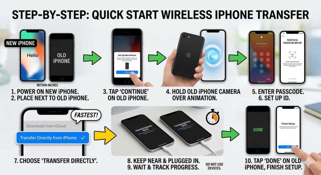 wireless quick start iphone transfer move data from old iphone to new iphone