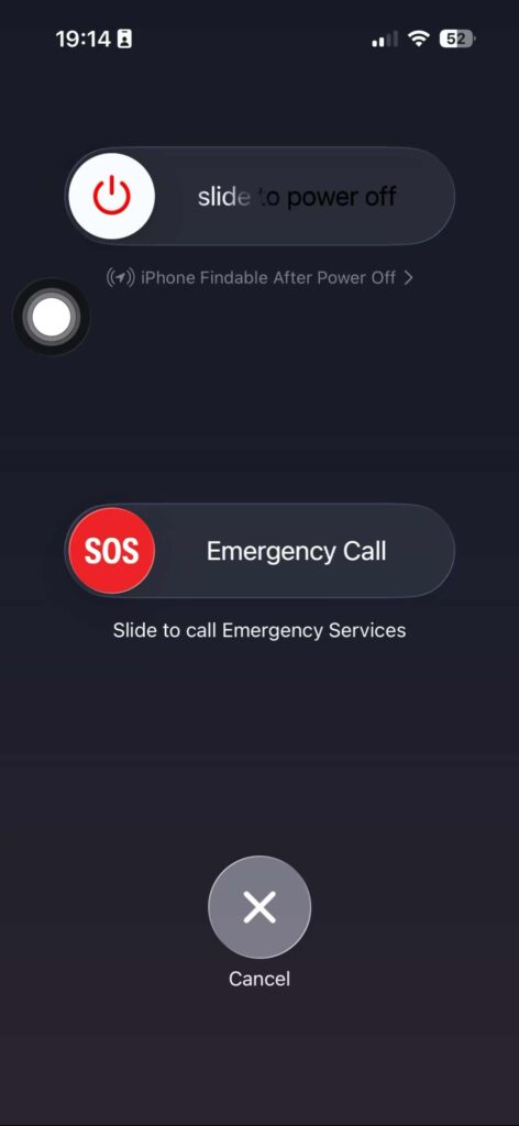 iPhone power off screen showing slide to power off option used to refresh system cache