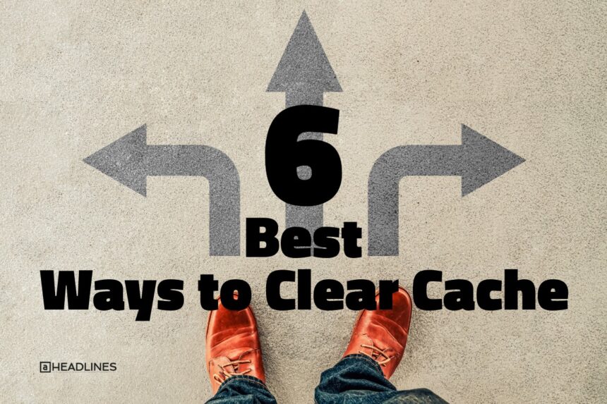 Clear cache iPhone – illustration of multiple ways to clear cache with arrows showing different directions