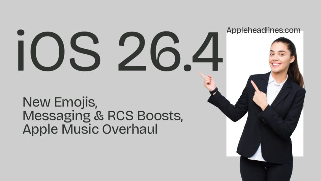 iOS 26.4 update features including RCS messaging, new emojis and Apple Music overhaul