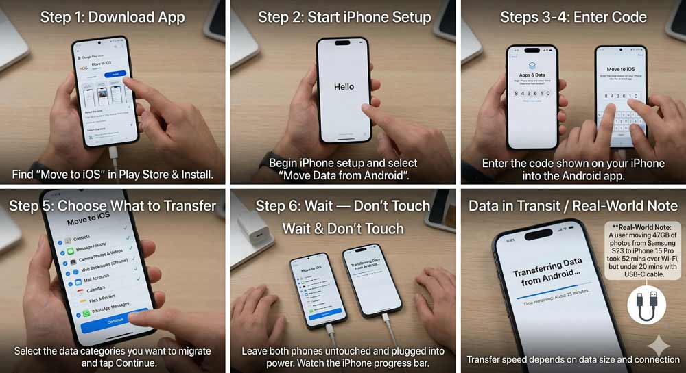Step by step Move to iOS data transfer process from Android to iPhone
