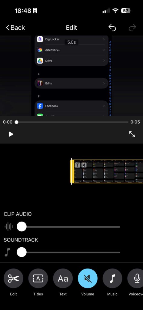adjust clip audio volume iphone video mute sound