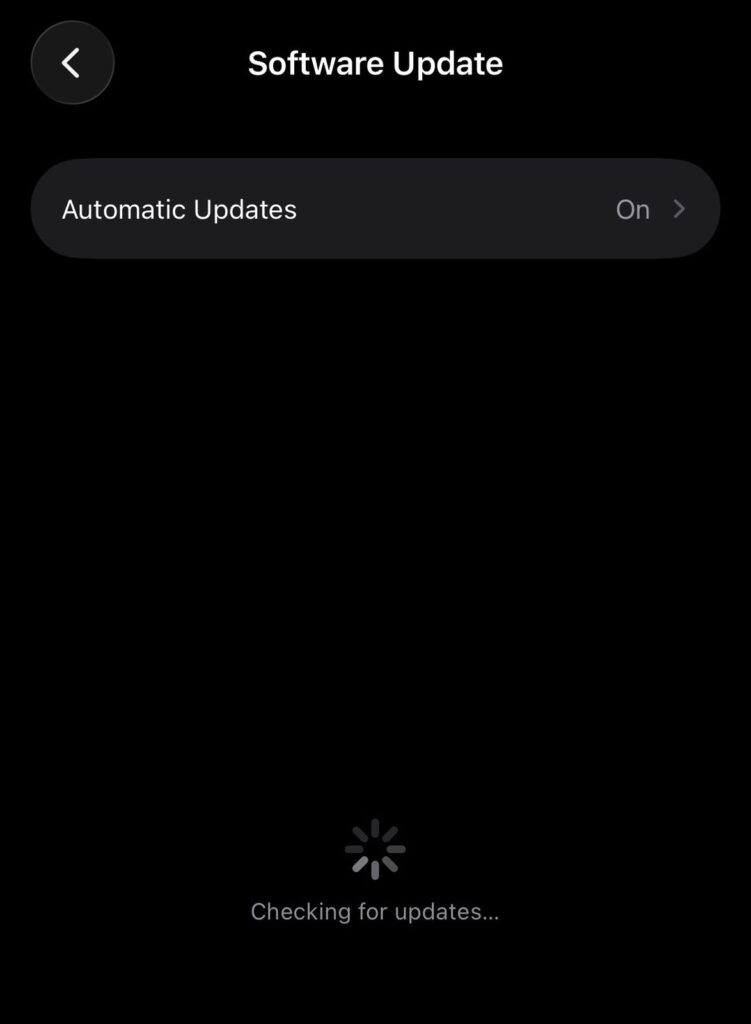 iPhone checking for software update in settings screen
