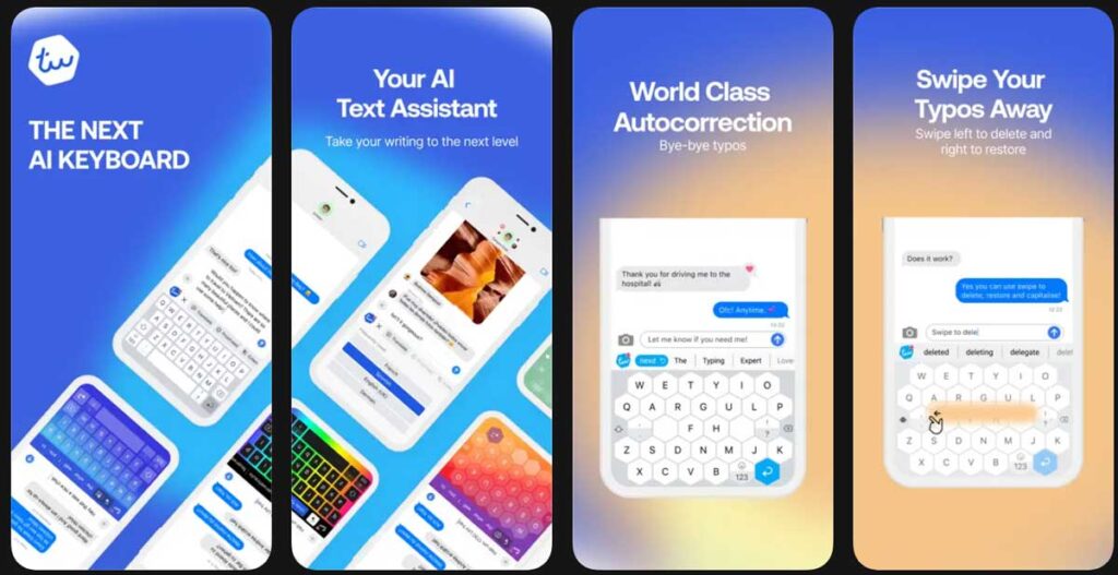 AI-powered hexagon typing app with autocorrect and swipe editing for Apple mobile users