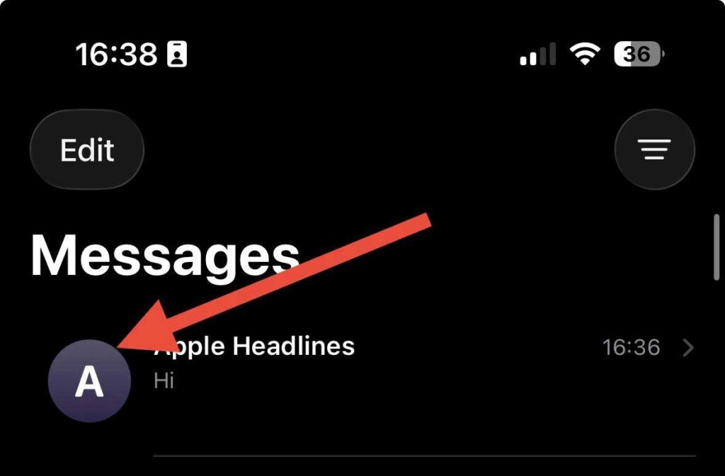 Contact profile page inside iPhone Messages conversation