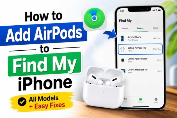 iPhone showing AirPods connected in Find My app on iOS