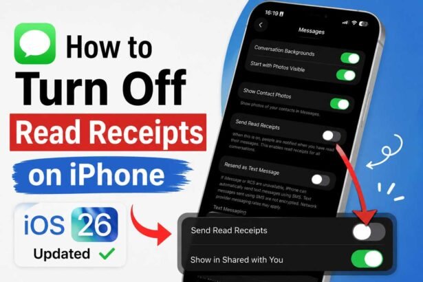 iPhone Messages settings screen showing how to disable read receipts in iOS 26