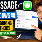 iMessage for Windows tutorial thumbnail showing laptop with Messages app and 4 working methods in 2026
