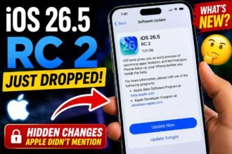 iPhone showing iOS 26.5 RC 2 software update with hidden Apple changes and new features before public release
