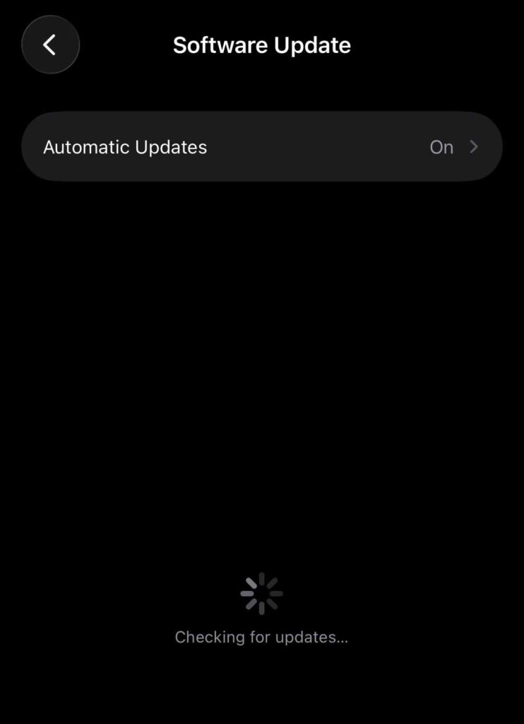 iPhone software update screen checking for updates to resolve sound-related bugs