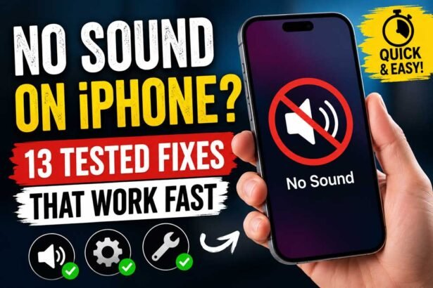 Thumbnail showing an iPhone with muted speaker icon and text about tested fixes for sound issues.