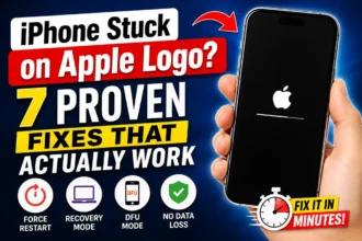 iPhone stuck on Apple logo screen with 7 proven fixes including Recovery Mode and DFU Mode