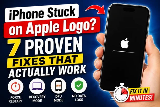 iPhone stuck on Apple logo screen with 7 proven fixes including Recovery Mode and DFU Mode