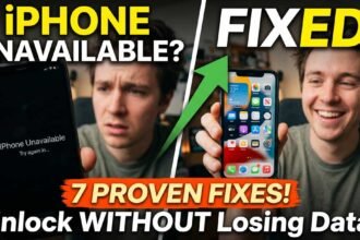 iPhone showing unavailable screen compared with unlocked phone after fix