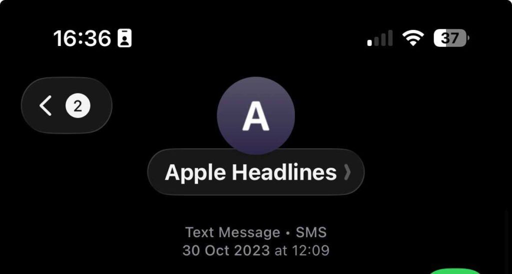 iPhone Messages inbox with a conversation selected