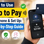 Person using Tap to Pay on iPhone while accepting a contactless card payment, featured in a step-by-step setup and usage guide.
