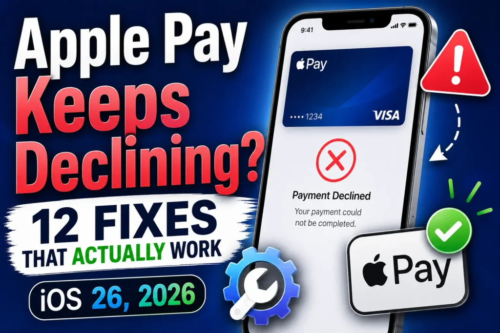 Apple Pay payment declined error on iPhone with troubleshooting fixes for iOS 26 in 2026