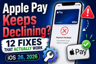 Apple Pay payment declined error on iPhone with troubleshooting fixes for iOS 26 in 2026