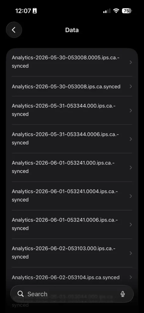 List of iPhone analytics log files available for troubleshooting system crashes