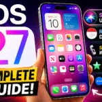 iOS 27 guide thumbnail featuring an iPhone with Siri AI upgrades, release date, supported iPhones, and new features