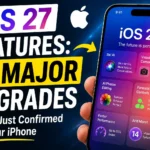 YouTube-style thumbnail featuring iOS 27 and highlighting 14 major upgrades confirmed for iPhone users.