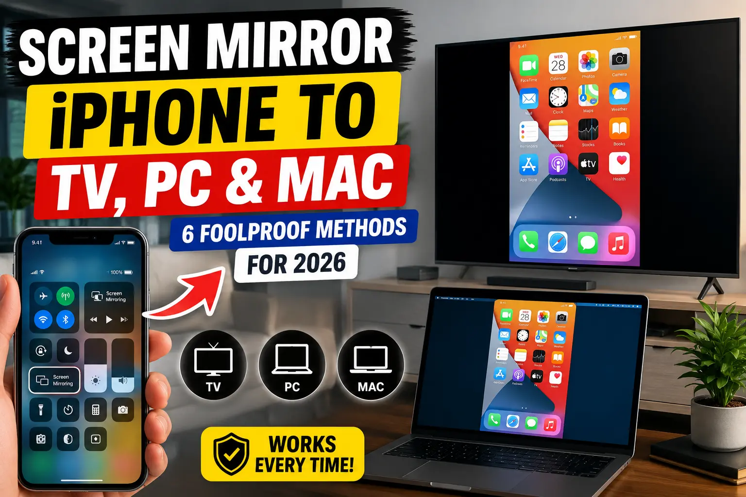 Screen Mirror iPhone to TV, PC & Mac: 5 Foolproof Methods for 2026