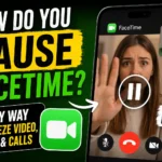 How Do You Pause FaceTime? Thumbnail showing a paused FaceTime video call with iPhone and freeze video controls.