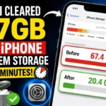 Before and after iPhone System Data storage showing how 47GB of storage was cleared in 10 minutes