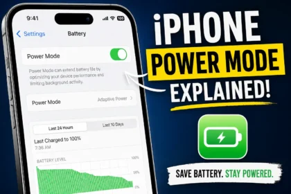 iPhone Battery settings screen showing the Power Mode toggle and Adaptive Power option.